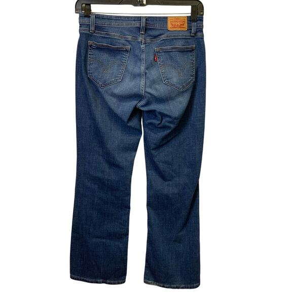 Levi's 529 Size 8 Curvy Bootcut Cotton Blend Denim Blue Jeans Back Frayed Hem - Picture 3 of 7
